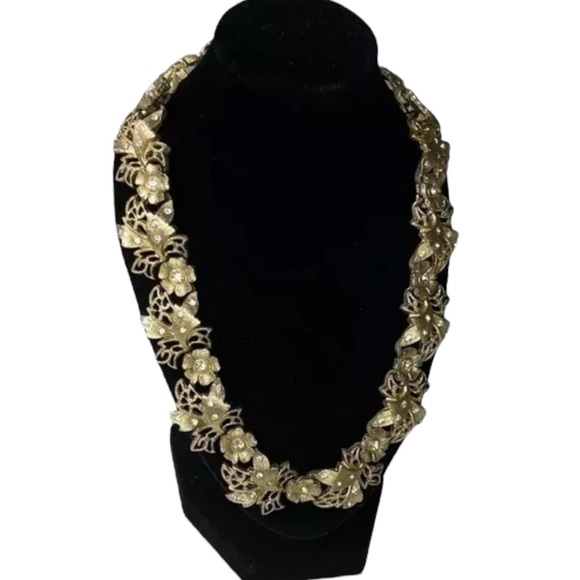 Vintage Signed Kramer Choker Necklace AB Rhinestones Gold Tone 12-16” Adjustable - Picture 4 of 15